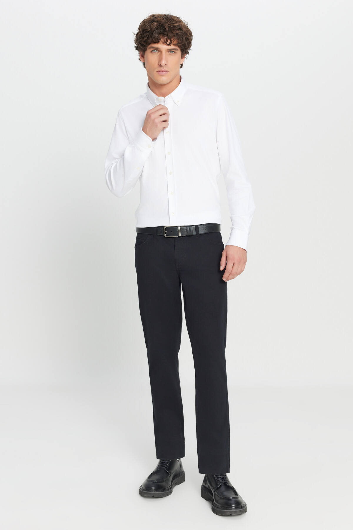 AC&Co / Altınyıldız Classics  Erkek Siyah Diz İzi Yapmayan Slim Fit Dar Kesim 5 Cep Pamuklu Kanvas Esnek Chino Pantolon - Görsel 4