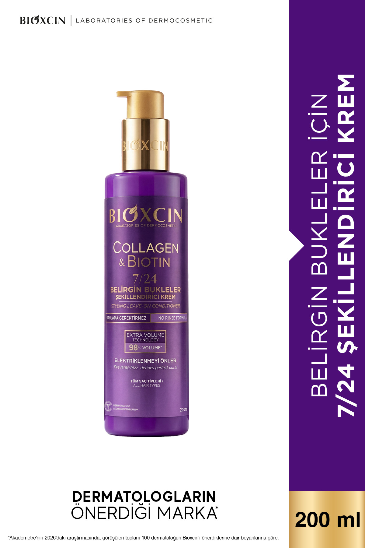 Bioxcin Collagen & Biotin Belirgin Bukleler İçin 7/24 Şekillendirici Krem 200 ml - Elektriklenme Karşıtı — 5007256