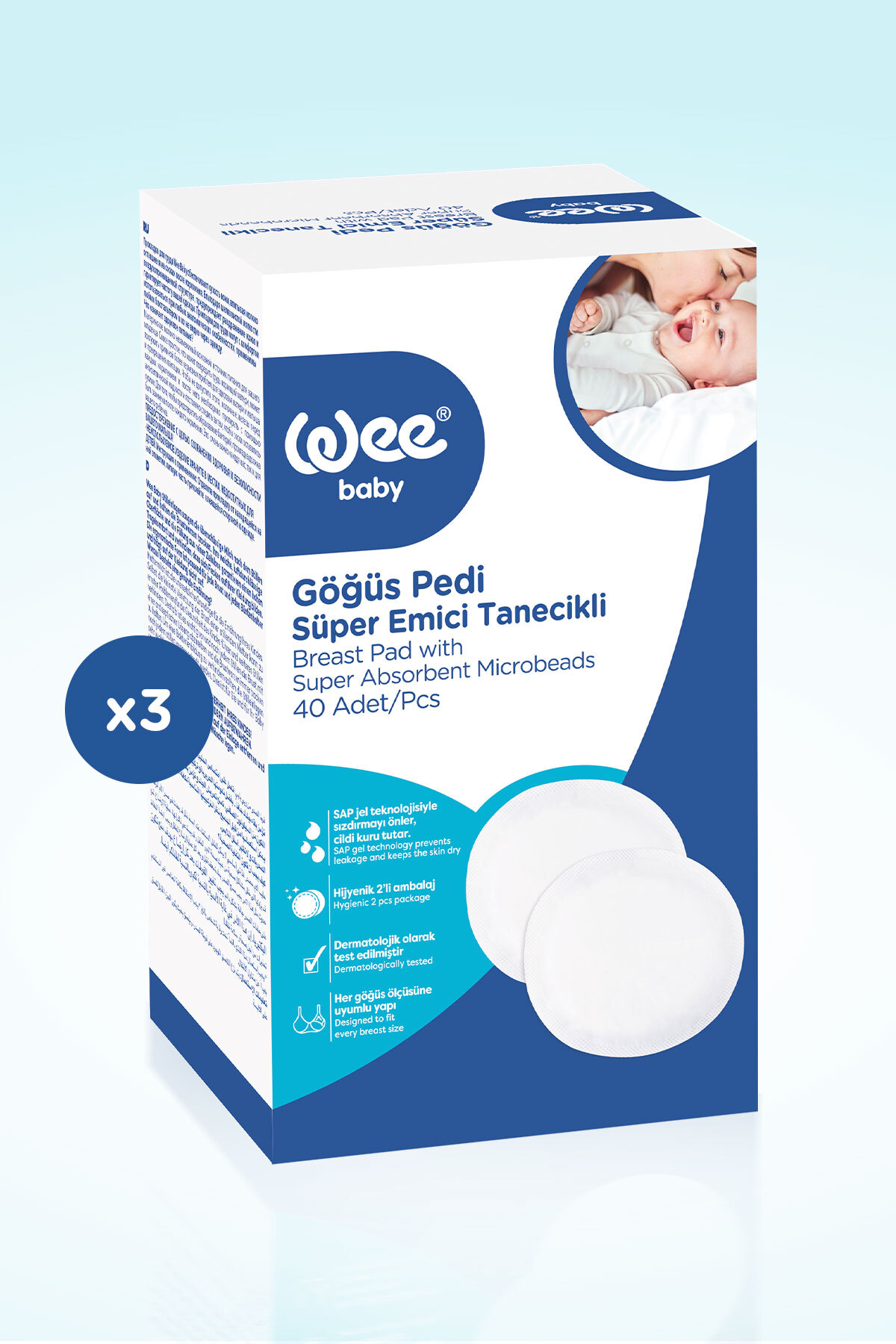 Wee Baby Klasik Göğüs Pedi Seti (40x3 120 Adet) fotoğrafı 3 (önizleme)