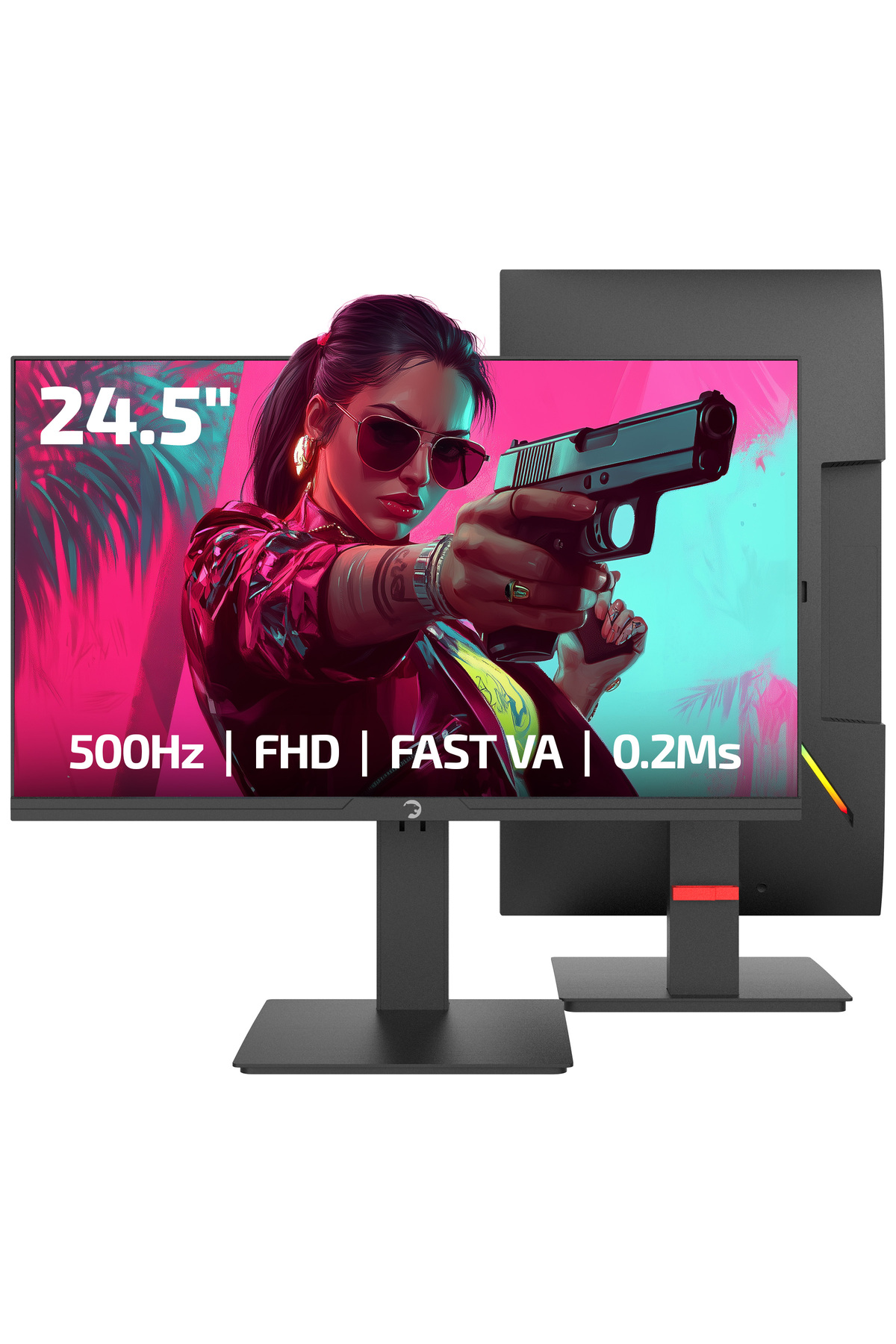 Lucid S50 24.5'' 500Hz 0.2Ms Fast VA E Sports 10 Bit Pivot FHD RGB Gaming Monitor