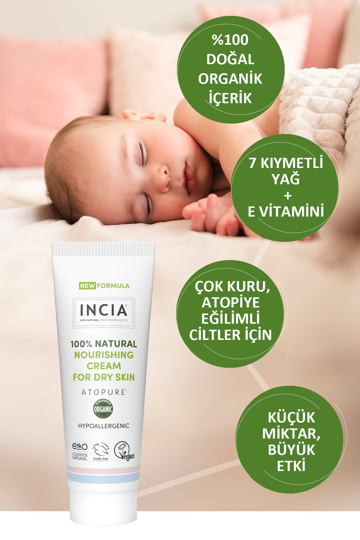 INCIA ATOPURE ® %100 Doğal Atopiğe Eğilimli Ciltler İçin Krem Çok Kuru Ciltler Yalancı İğde Yağı 60 ml fotoğrafı 6 (önizleme)