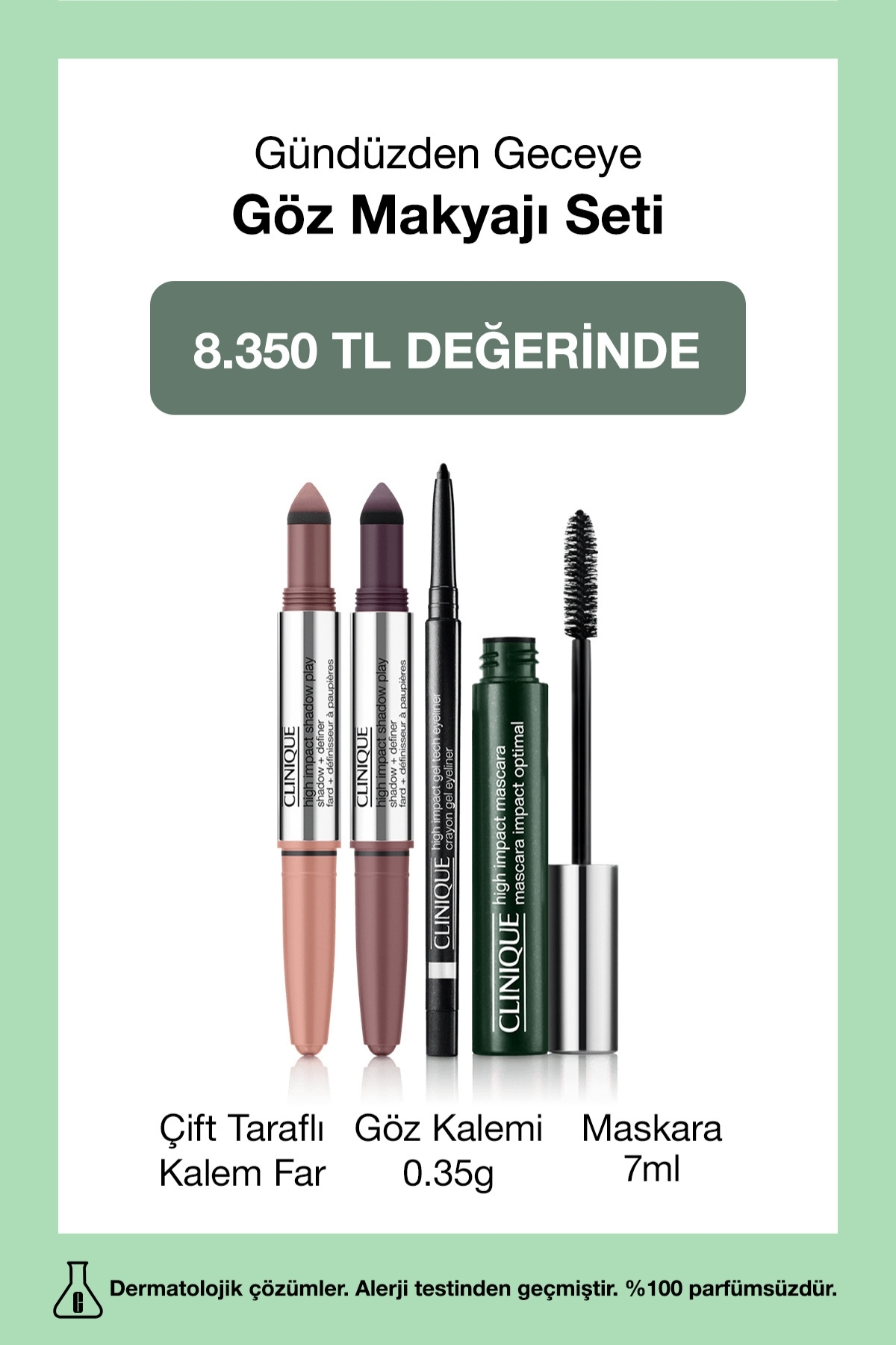 Clinique Gündüzden Geceye Göz Makyajı Set | Çift Taraflı Kalem Far x2, Maskara 7ml, Göz Kalemi - Fiyatı, Yorumları