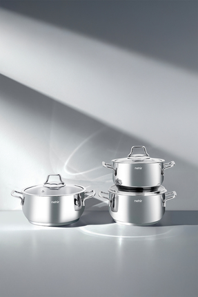 Nehir Alven 6 Parça Derin Paslanmaz Çelik Tencere Seti