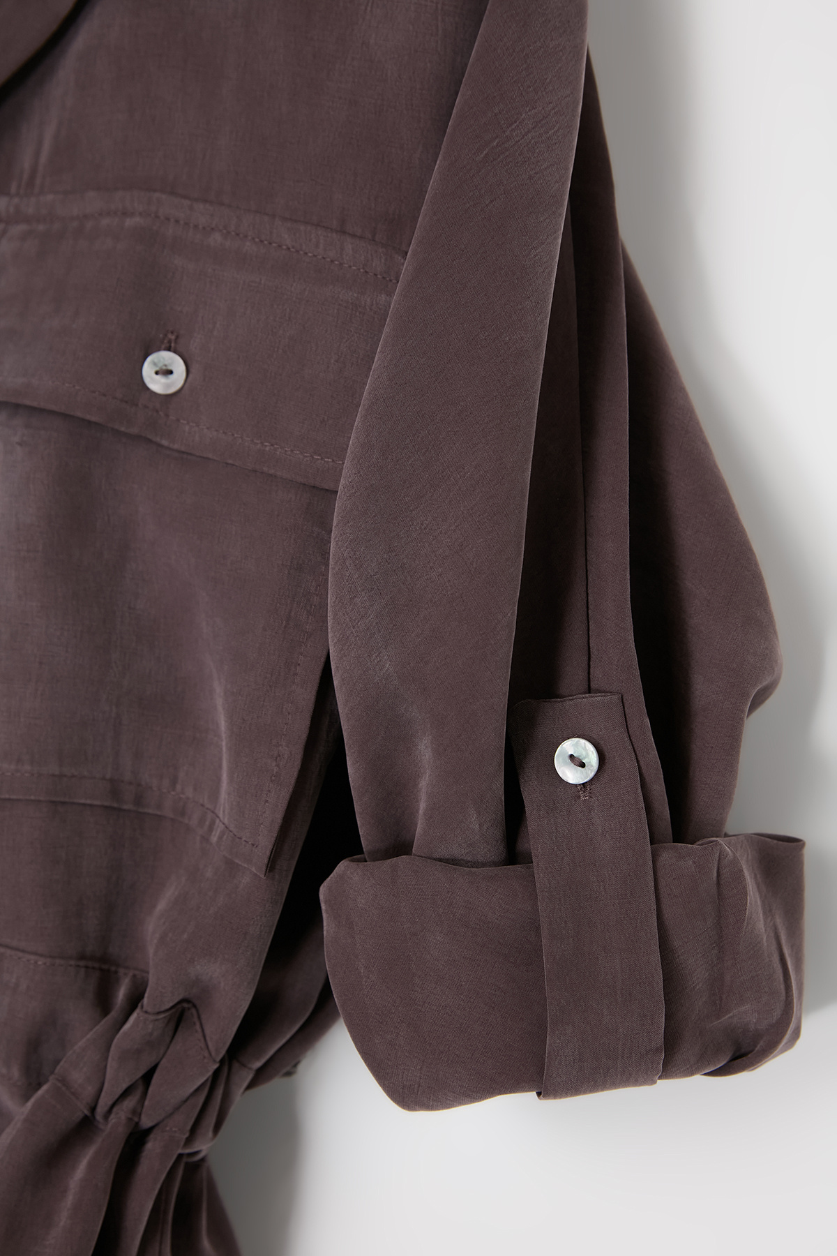 Trendyolmilla  Kahverengi Çift Cep Beli Büzgülü Modal İkili Takım TDRSS26AU00022 - Görsel 3