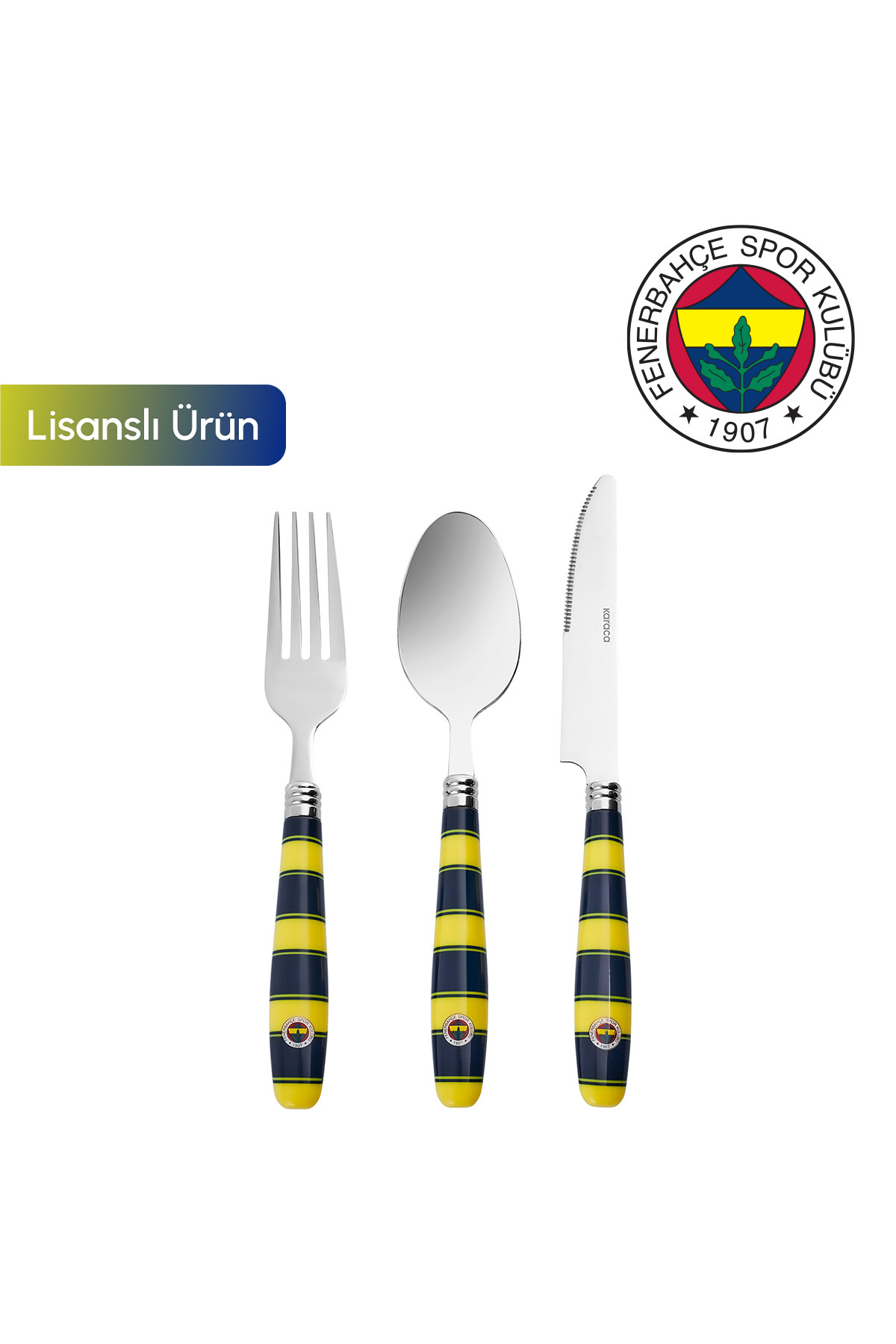 x Fenerbahçe Lisanslı 18 Parça 6 Kişilik Çatal Kaşık Bıçak Takımı
