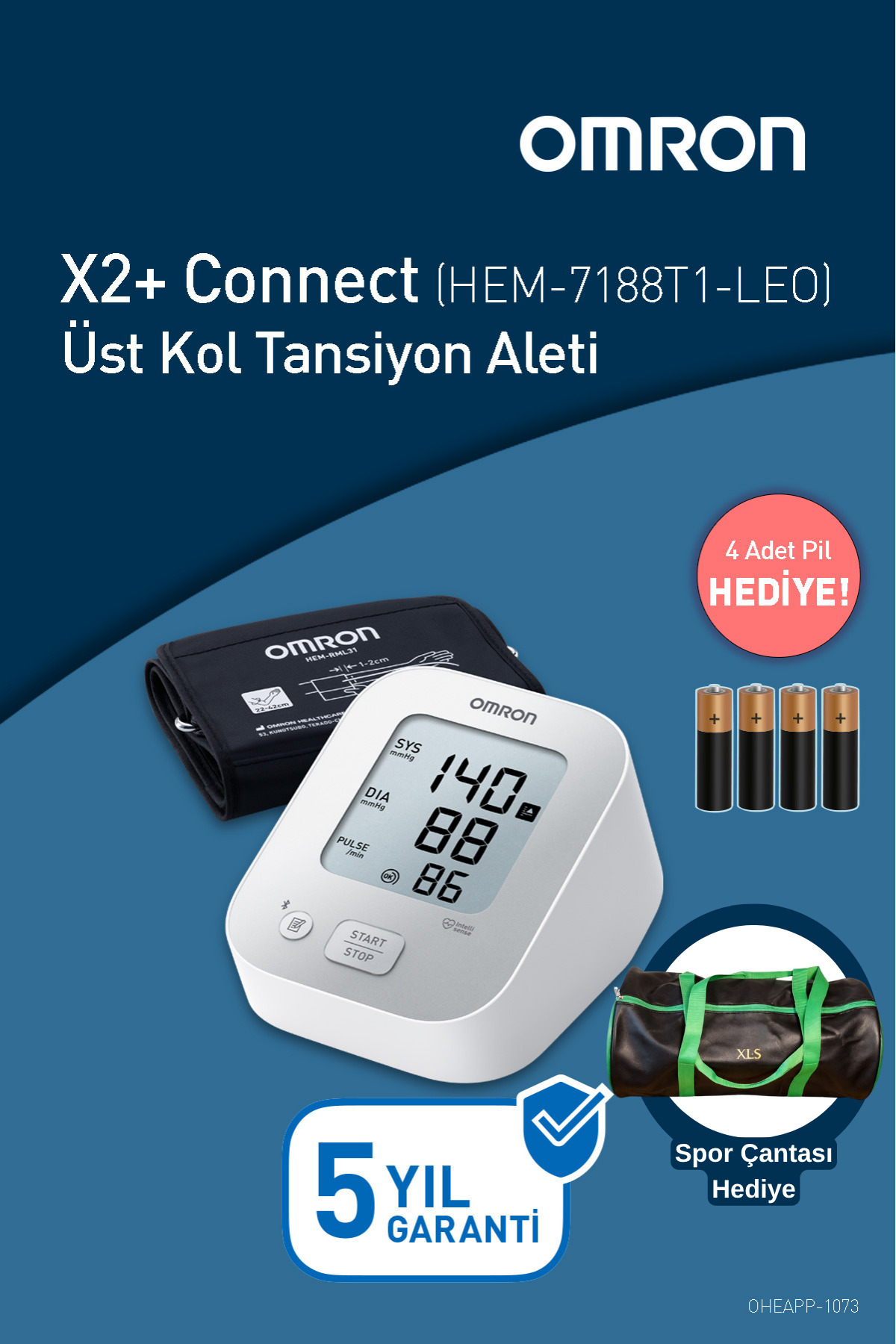 Omron X2+ Connect Üst Koldan Ölçer Dijital Tansiyon Aleti- XLS