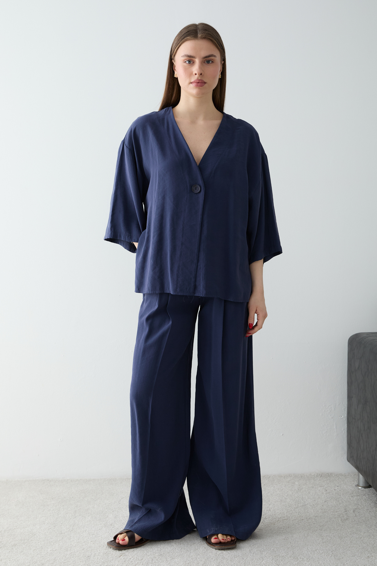 Trendyolmilla Lacivert Modal Bluz Pantolon Alt - Üst Takım TWOSS26AU00208