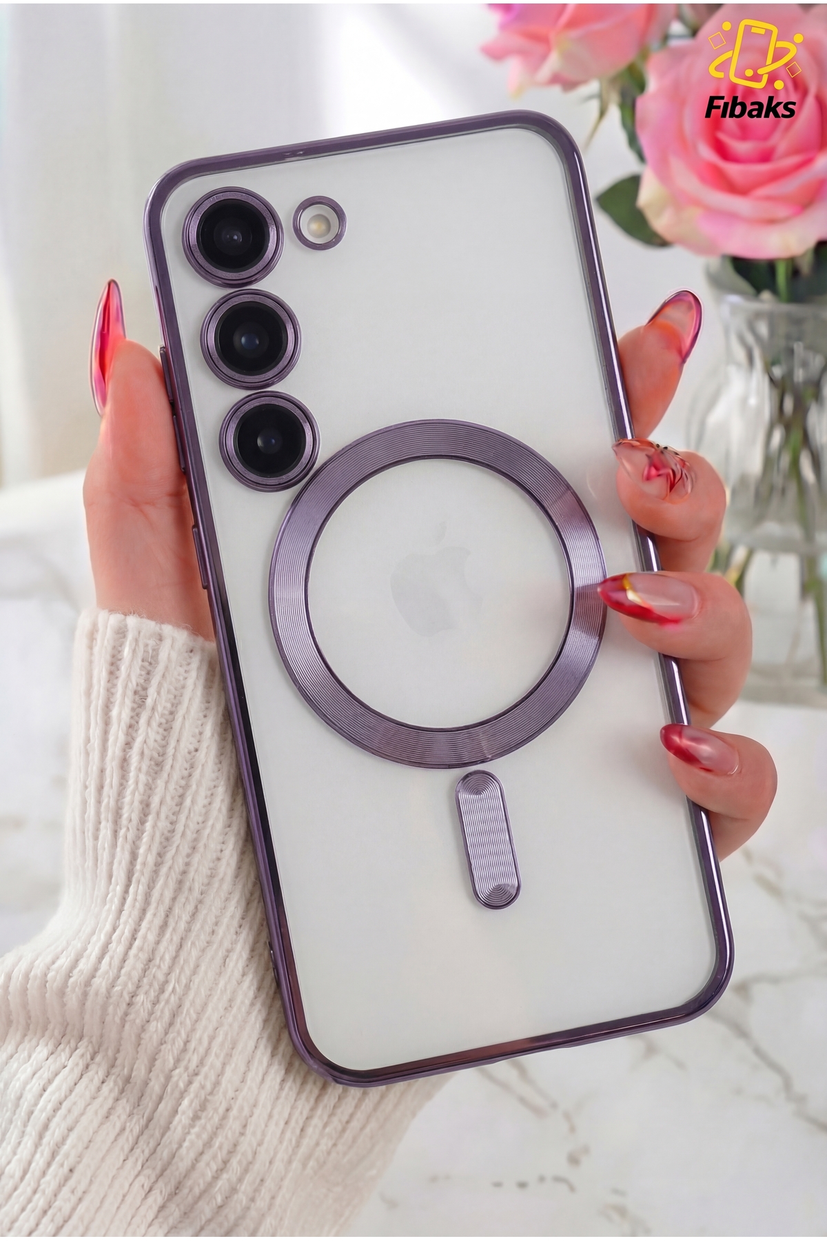 Galaxy S23 Case Camera Protruding Protected Magsafe Color Soft Cover with Charging Support Purple