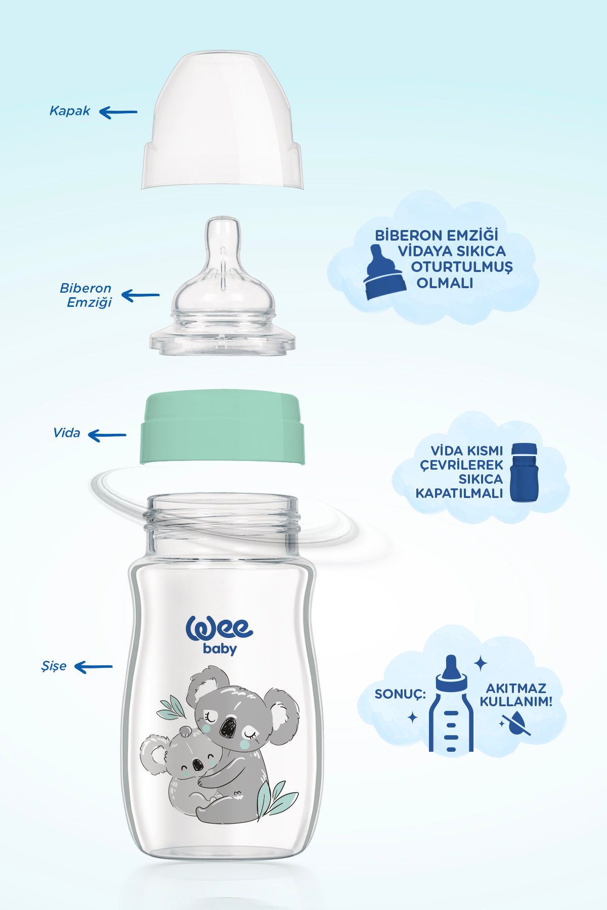 Wee Baby Safari PP Biberon 150 ml - KOALA fotoğrafı 5 (önizleme)