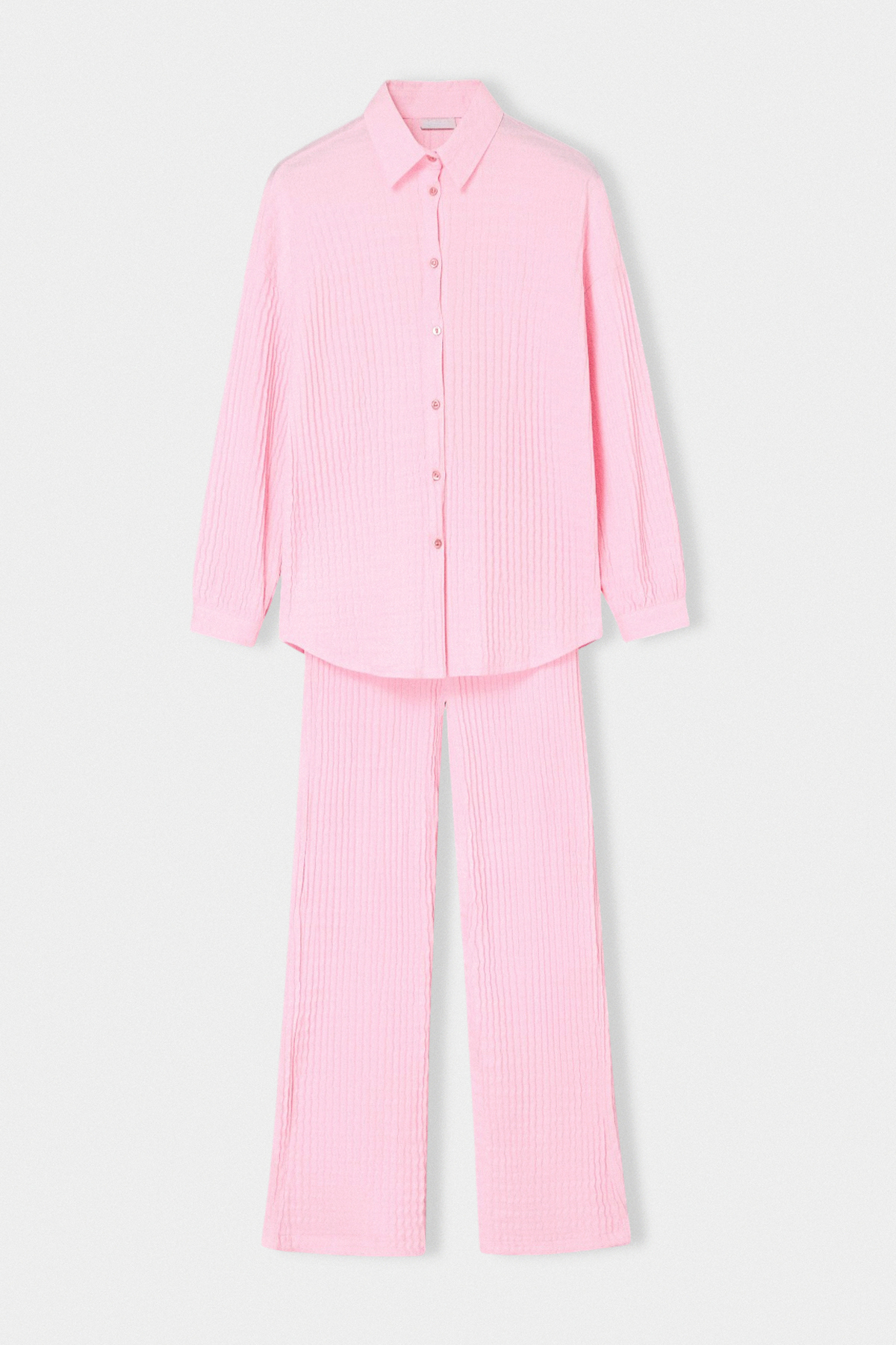Trendyolmilla  Pembe Gömlek Yaka Örme Rahat Kalıp Alt - Üst Takım TDRSS26AU00021 - Görsel 5