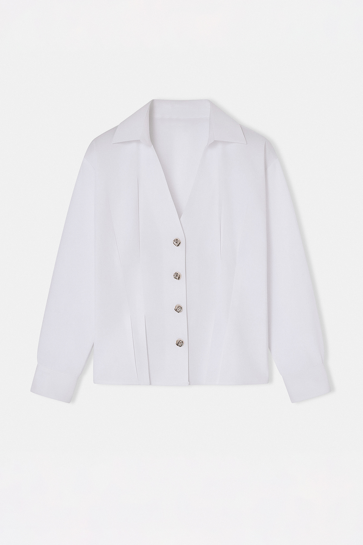 Trendyolmilla  Beyaz Beli Pileli Oturmalı Pamuklu Gömlek TDRSS26GO00041 - Görsel 5