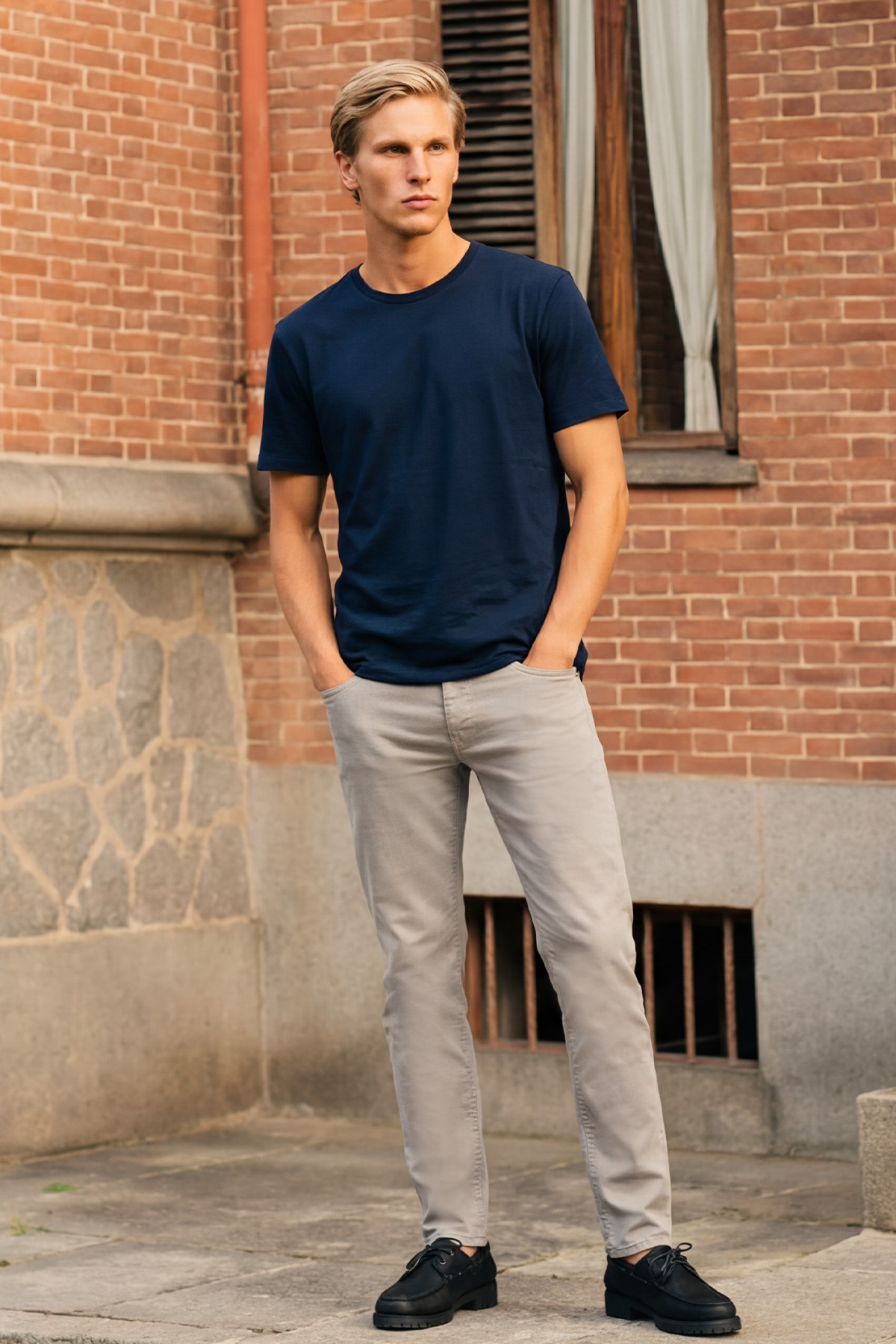 AC&Co / Altınyıldız Classics  Erkek/unisex Lacivert %100 Pamuk Slim Fit Dar Kesim Bisiklet Yaka Basic Tişört - Görsel 6