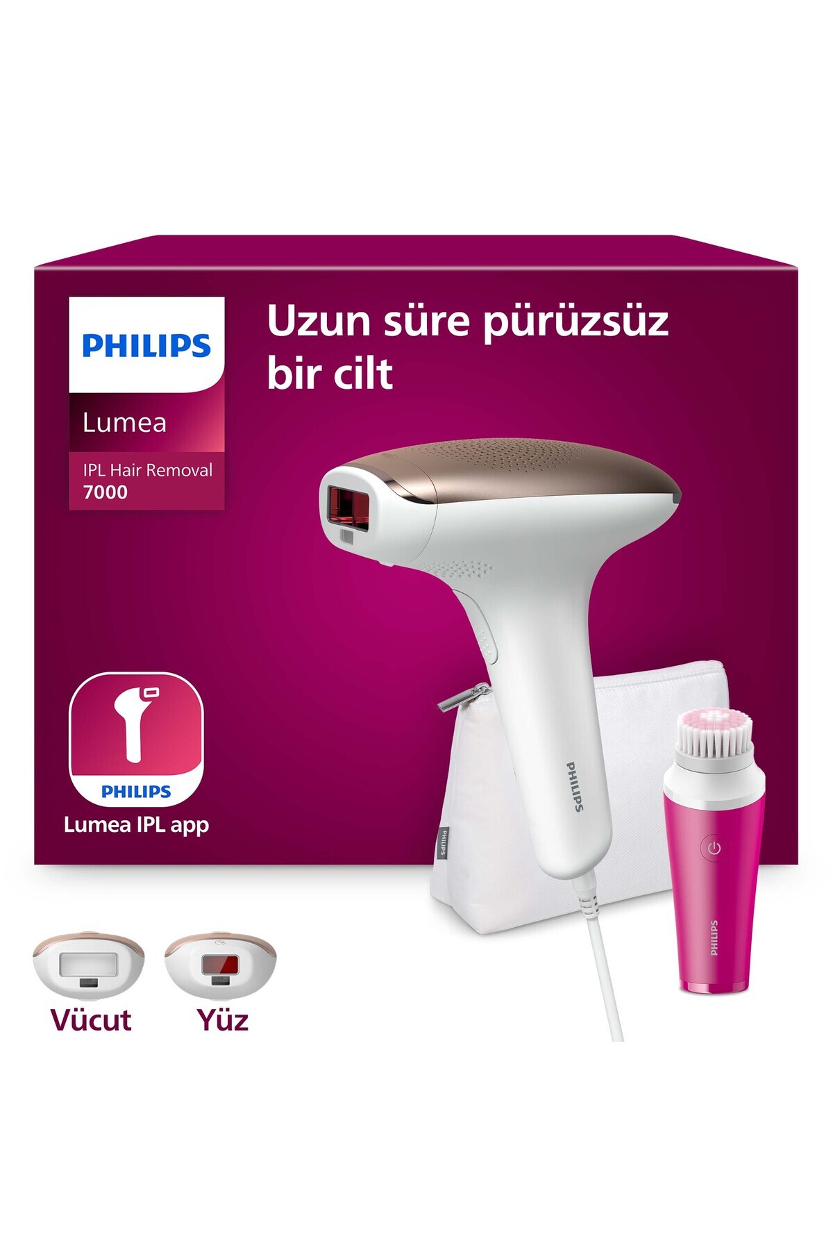 Lumea 7000 Series BRI924/00 IPL Hair Removal,Facial Cleansing Device, Body and Face, 2 Heads, Bag