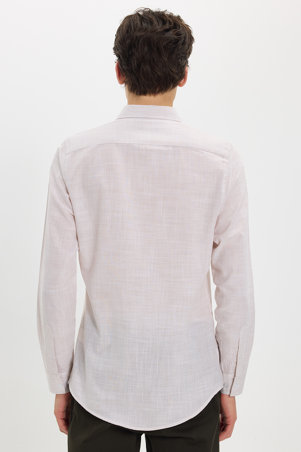 پیراهن تودورز مردانه کتان پنبه ای بژ کژوال / روزمره راه راه Slim Fit/اسلیم فیت    بیسیک کژوال/روزمره | Tudors DR250030 TR - تصویر 6