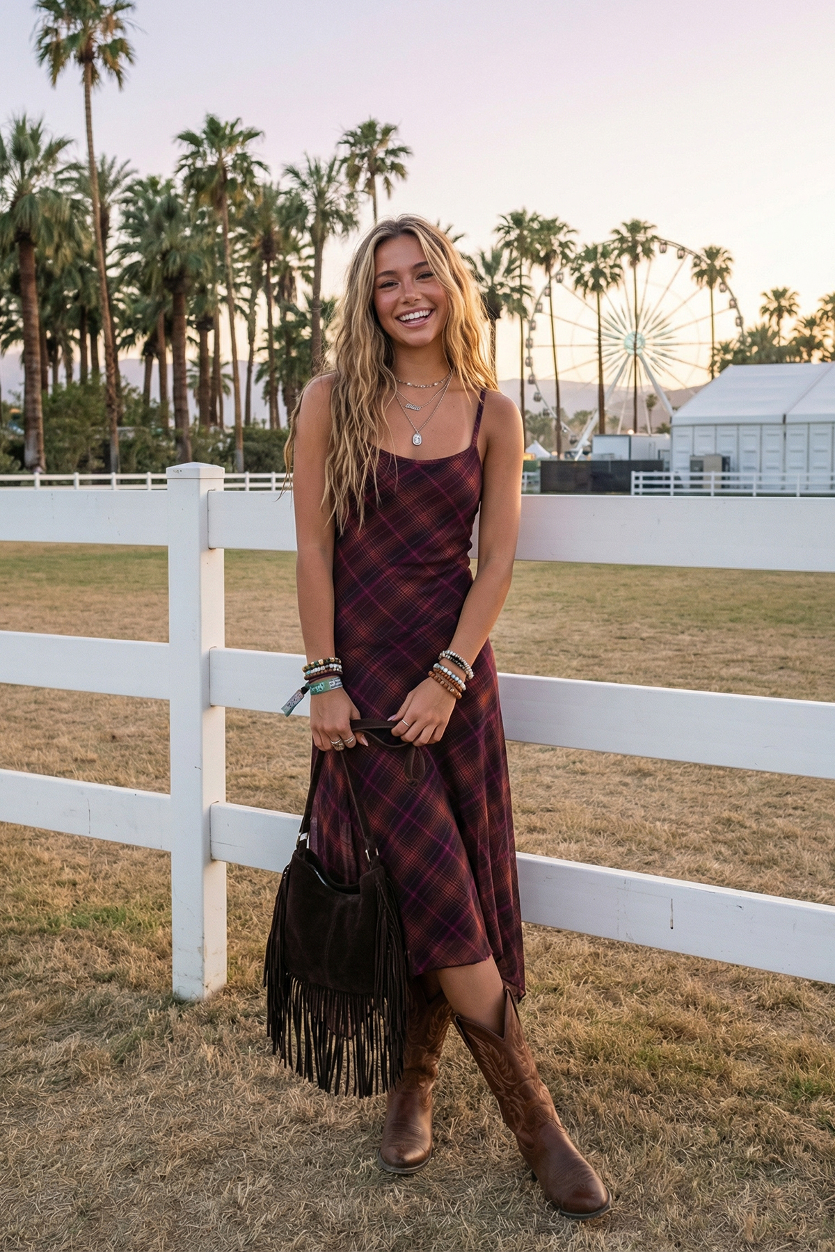 Trendyolmilla  Bordo Ekose Asimetrik Havuz Yaka İnce Askılı Kolsuz Midi Tül Örme Elbise TWOSS26EL00048