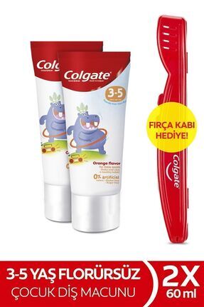 Colgate 3-5 Yaş Portakal Aromalı Florürsüz Çocuk Diş Macunu 60 ml X2 Adet+Fır...