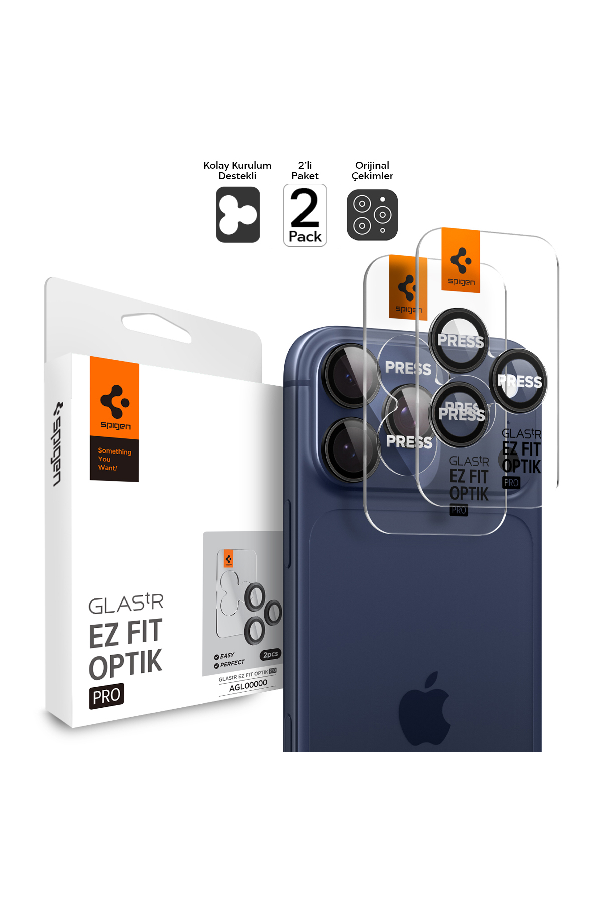 iPhone 17/16/15/14 Pro / Pro Max Camera Lens Protector Easy Installation (2 Pieces) - AGL05205
