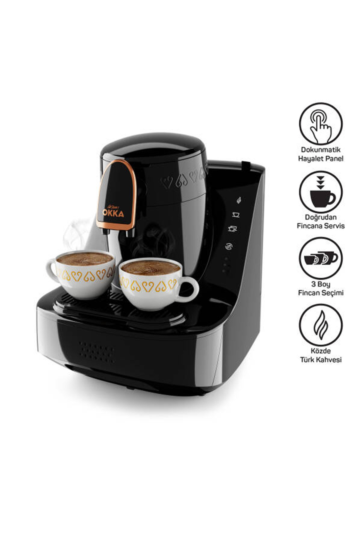 OK0040 Okka Elite Turkish Coffee Machine Sparkling Roast Flavor, 2 Cups Capacity, Copper