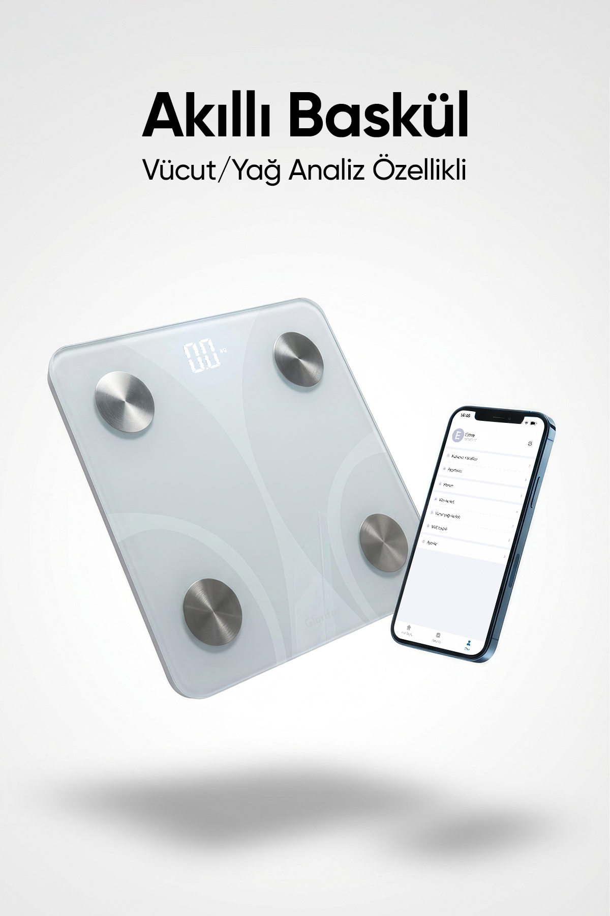 Glorifar Dijital Baskül FitScale Bluetooth Beyaz Vücut Analiz Tartısı - Fiyatı, Yorumları