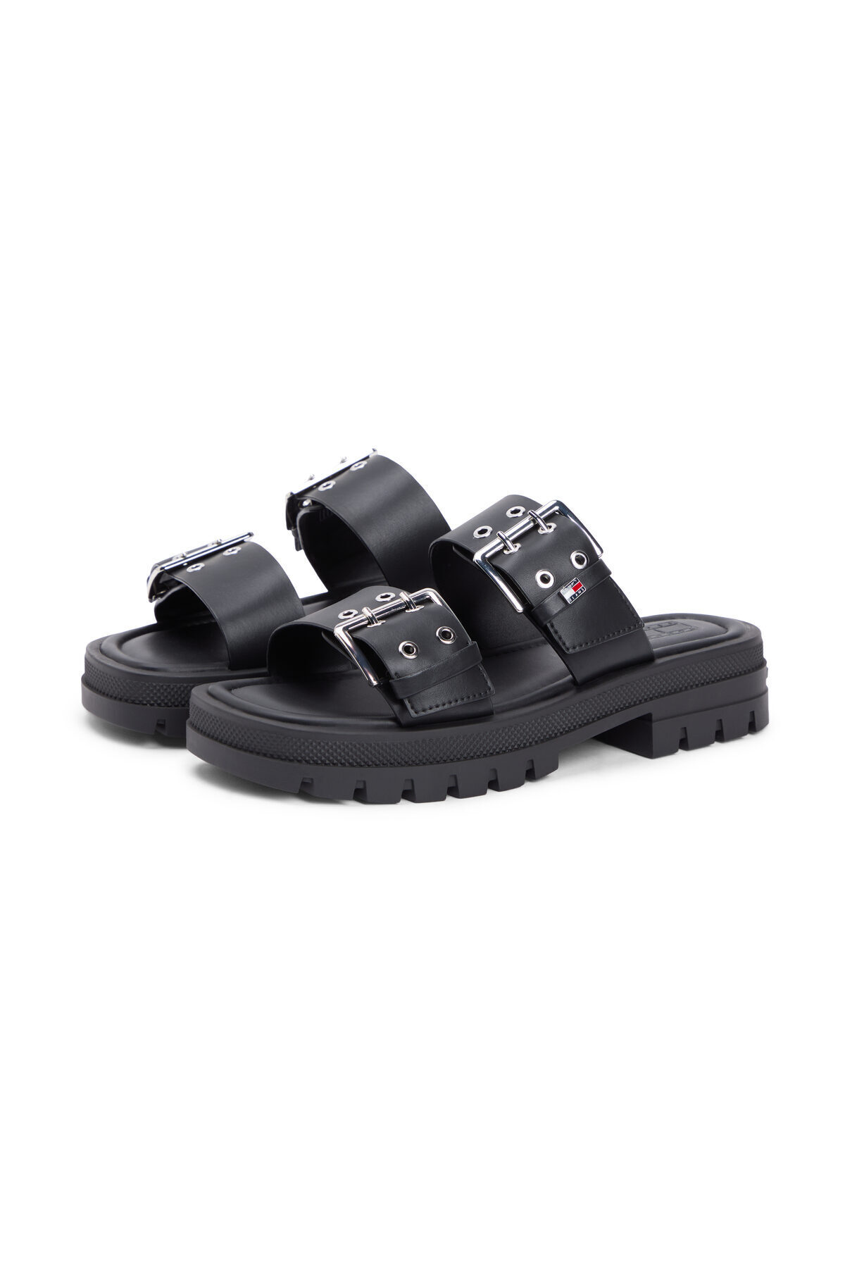 Tommy Hilfiger Dámské černé pantofle s logem značky, stylovým vzhledem a poho...
