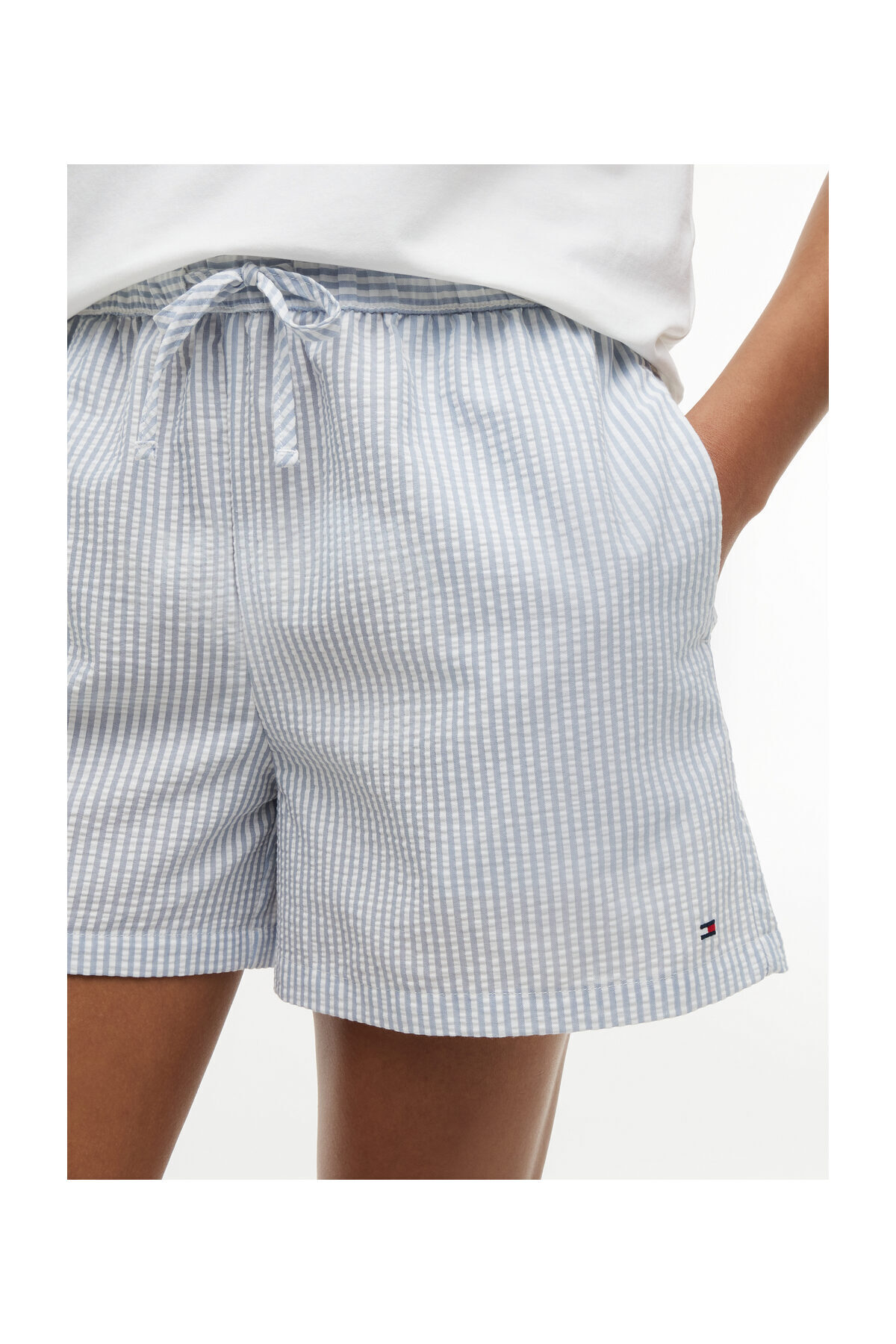 Tommy Hilfiger Pyjama-Set für Damen/Mädchen, Weiß/Ithaca Brisk Blue