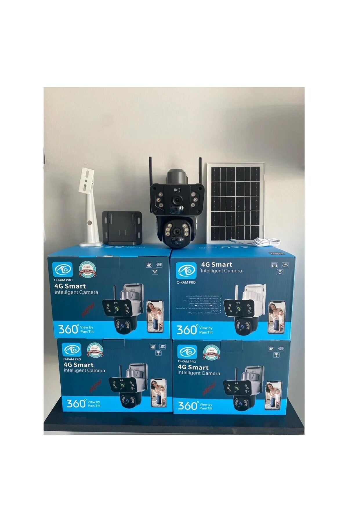 Sim Card Operated O-KAM 3037 4g 6mp Ptz Dual Lens Solar Camera with Solar Panel