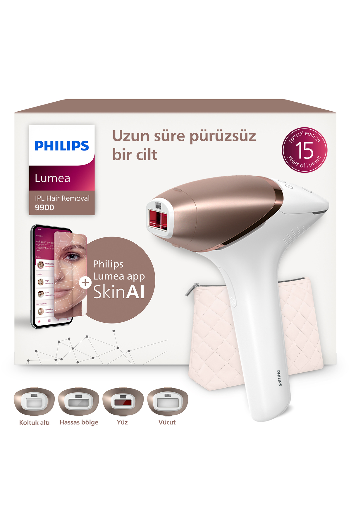 Lumea 9900 Series BRI951/03 IPL Hair Removal, SkinAI,Body,Face,Armpit,Bikini,4 Headgear,Bag