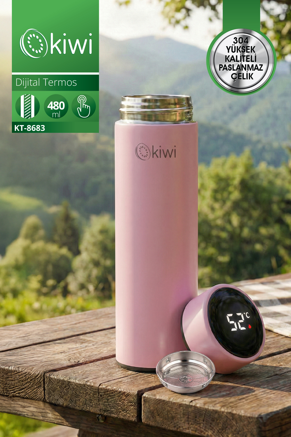 فلاسک Kiwi Kt-8683 با نشانگر دیجیتال دما اورجینال - تصویر 1
