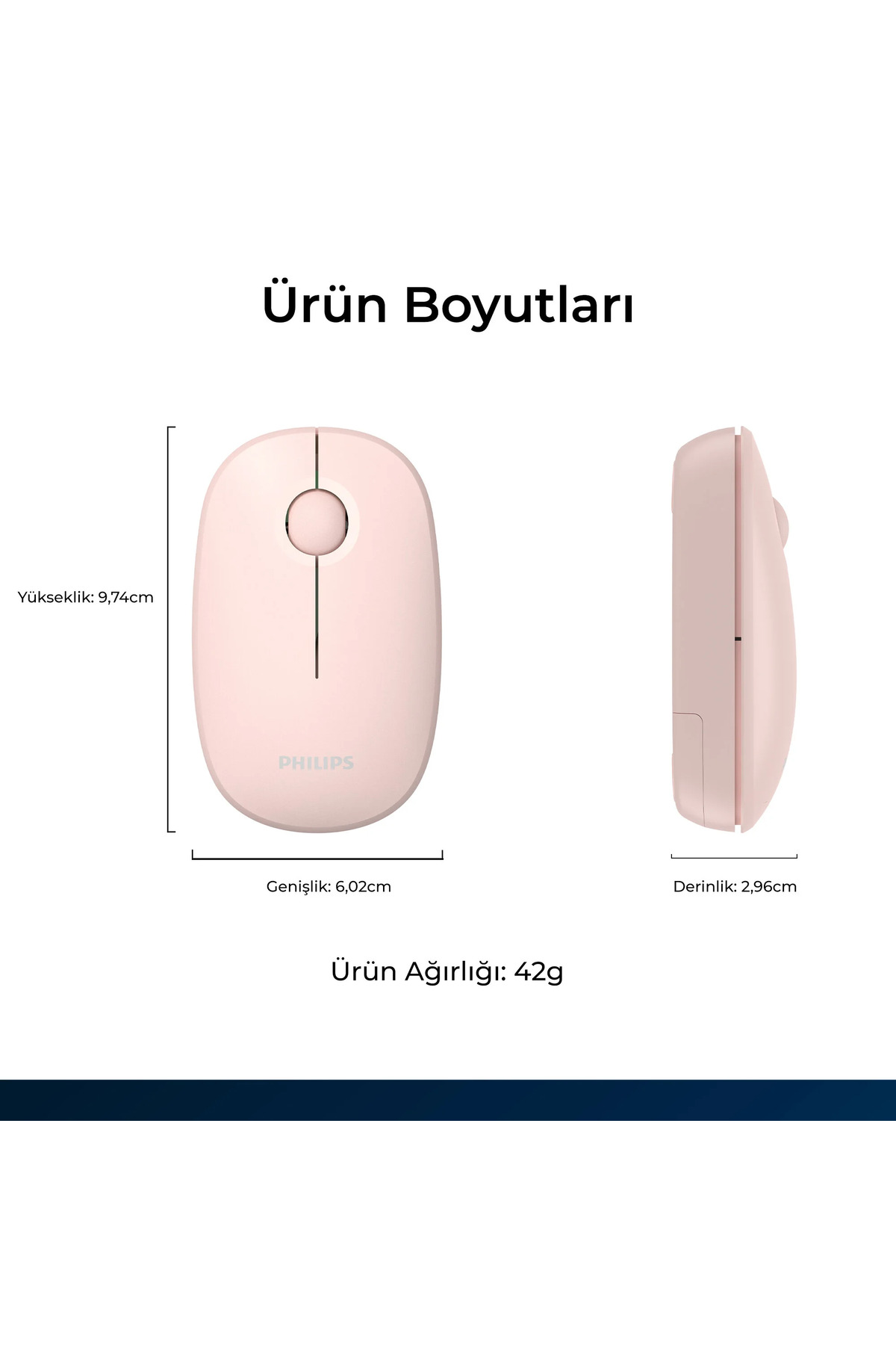 Spk7378 Kablosuz Mouse 1600dpı 3 Tuşlu Wireless Mouse Pil Dahil Sessiz Mouse Pembe 5