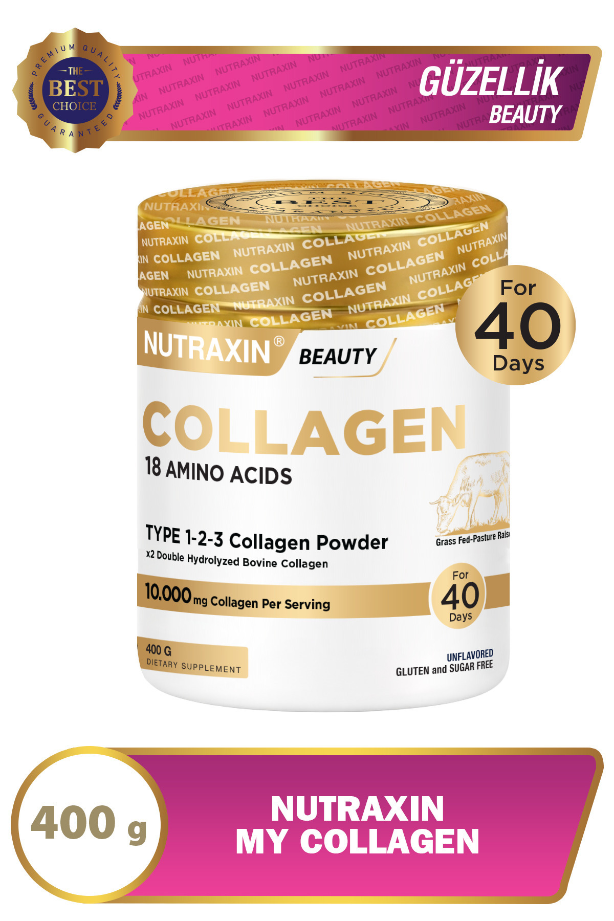 Nutraxin My Collagen 400 Gr Toz Kolajen – Tip 1 2 3 Sığır Kolajeni İçeren Tak...
