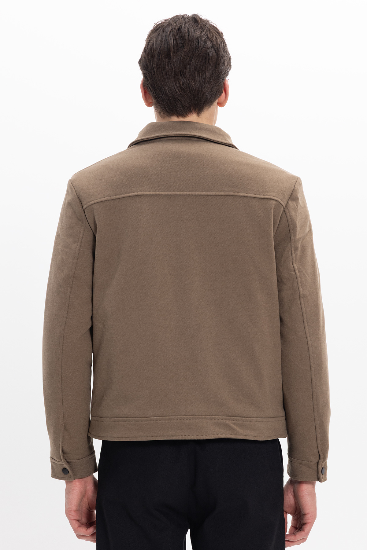 Tudors  Erkek Slim Fit Dar Kesim Çift Cepli Çıtçıt Kapamalı Kahverengi Mont - Görsel 8