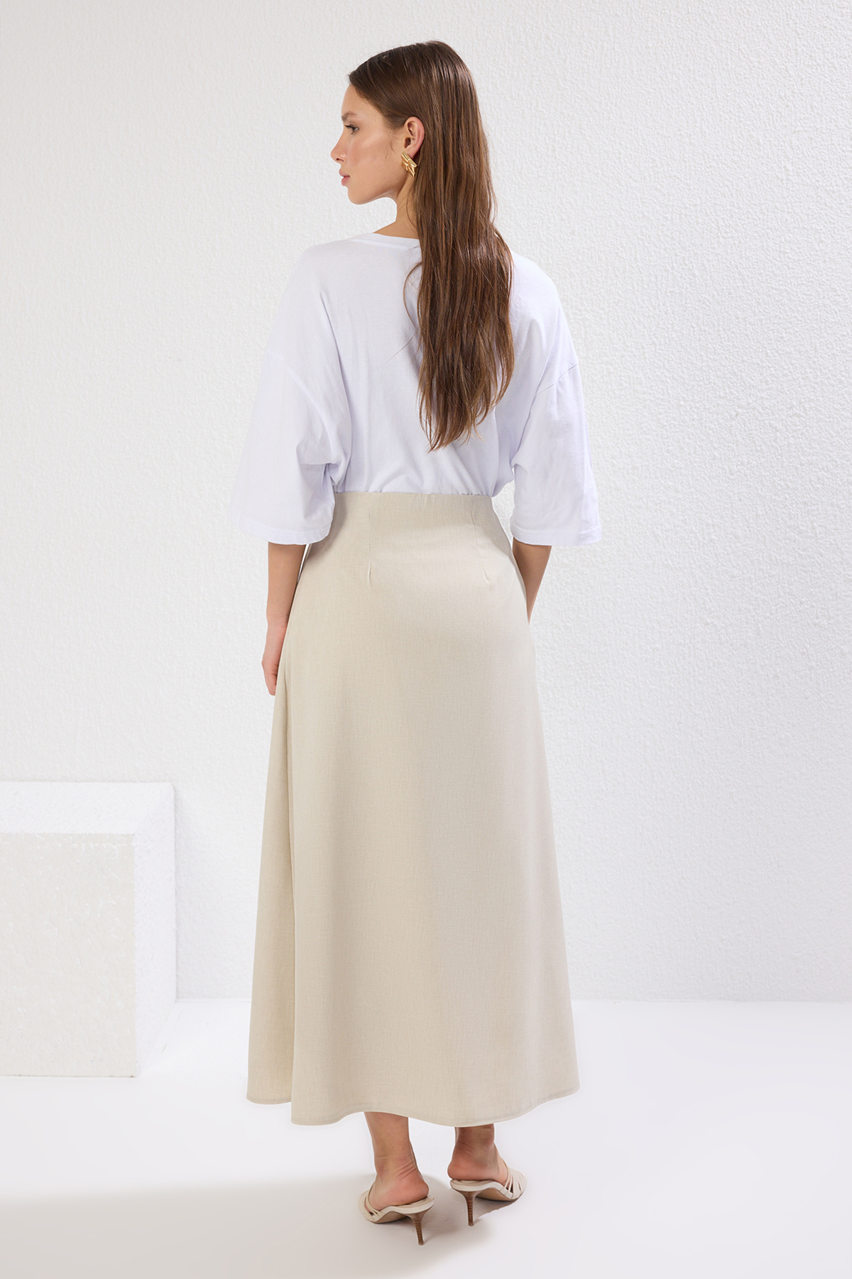 Trendyolmilla  Taş Pili Detaylı Dokuma Etek TCTAW25EE00007 - Görsel 4