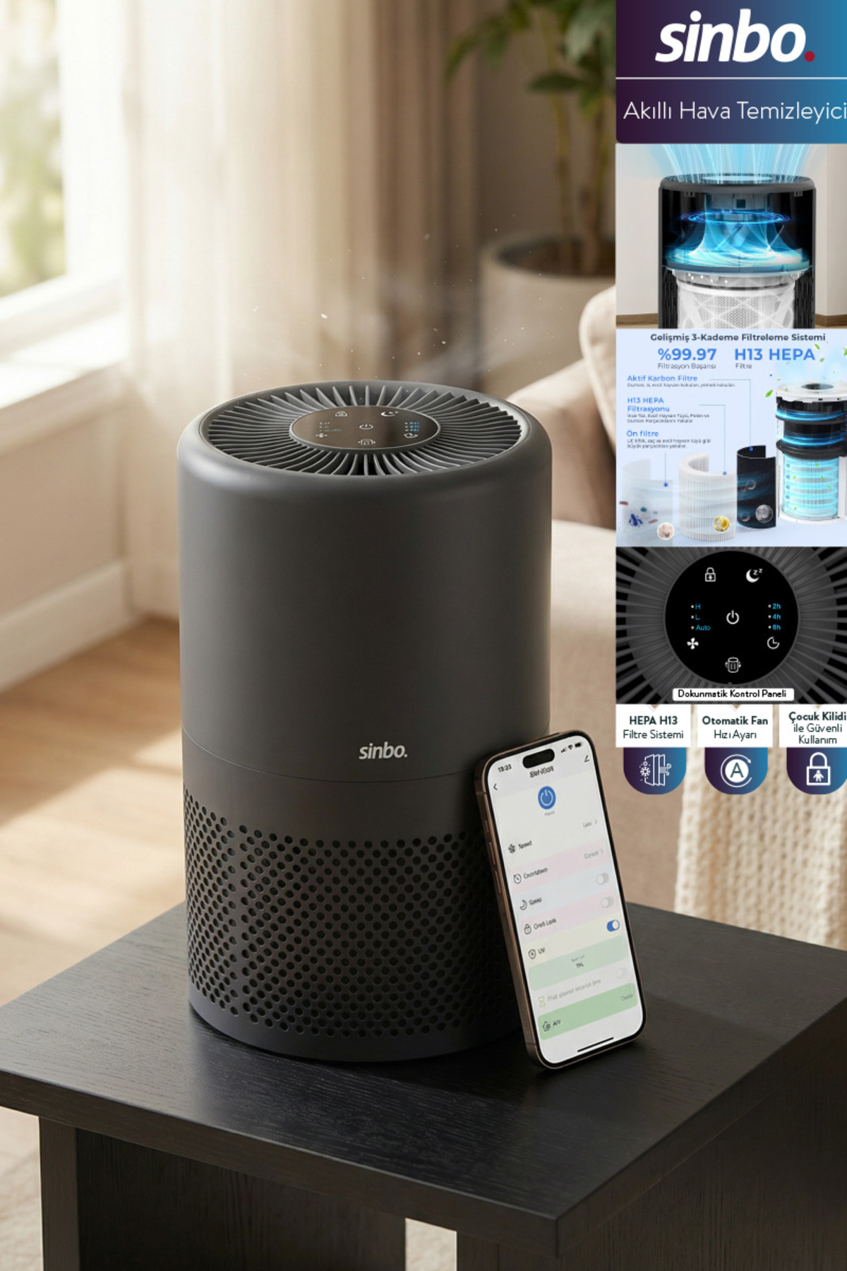 SAP-5508Smart H13 Smart Air Purifier with Wifi with Hepa Filter