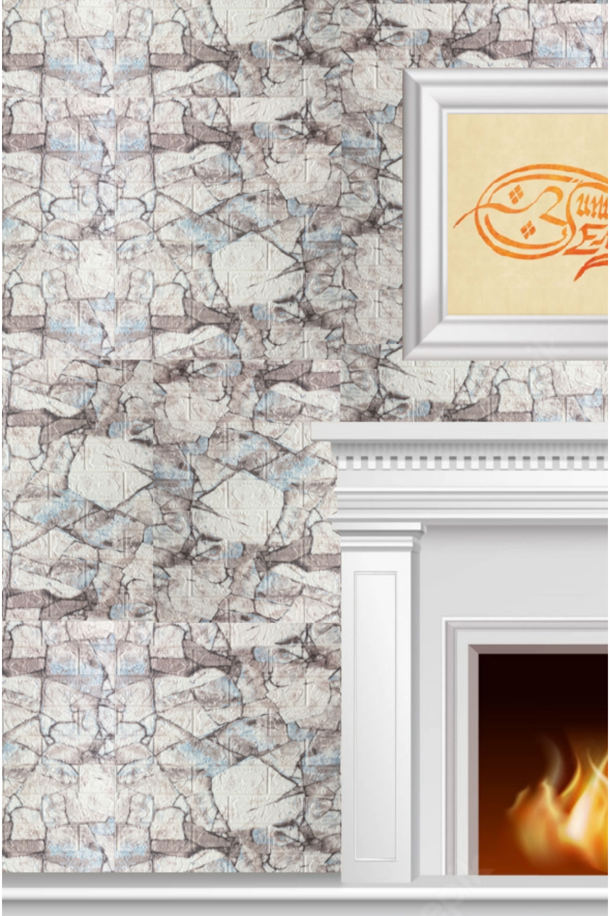 Variegated Slate Stone Pattern 70cmx77cm 1pc Self Adhesive Wall Panel Paper