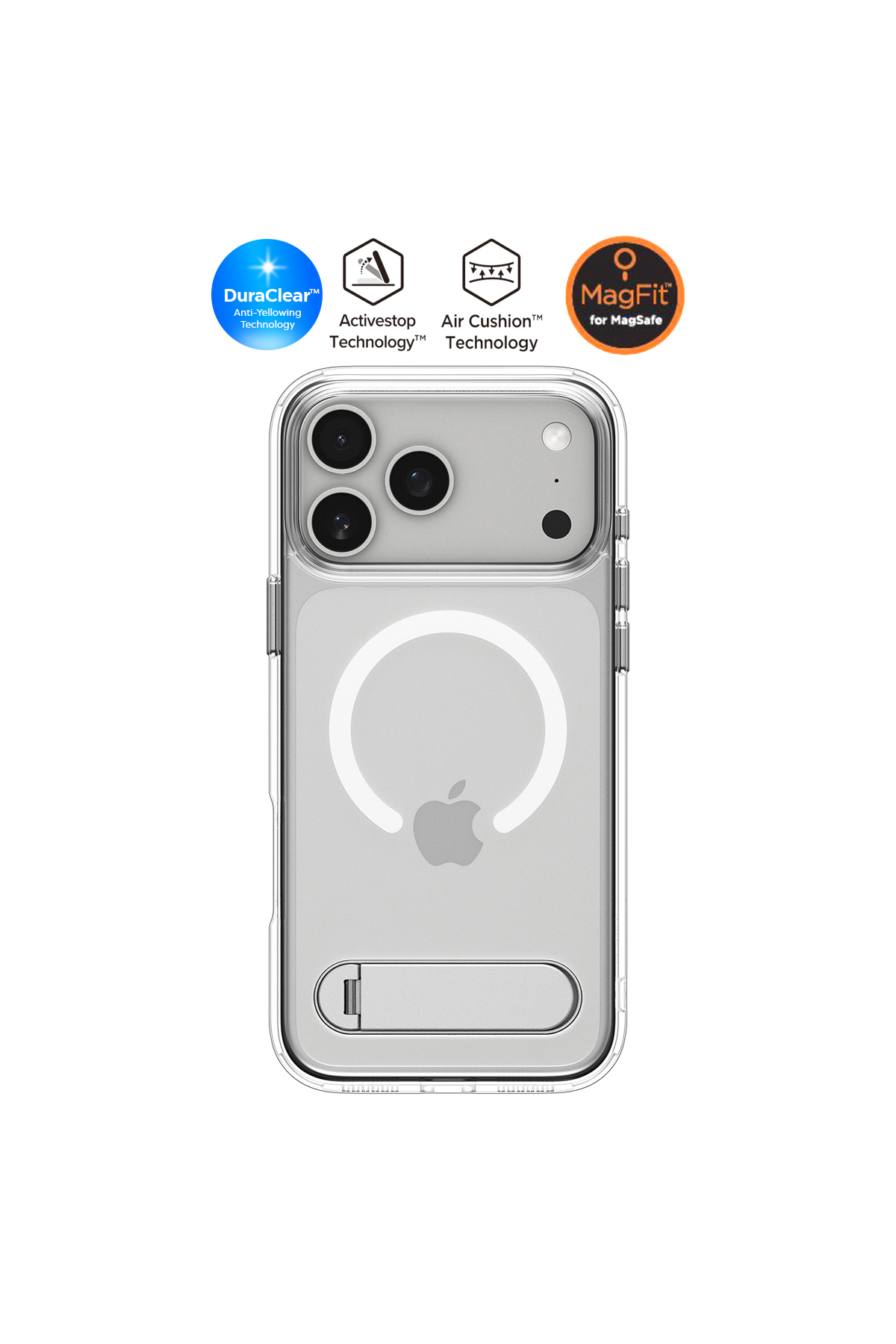 iPhone 17 Pro Slim MagSafe Case Ultra Hybrid S MagFit Clear White Cover with Metal Stand - ACS09946