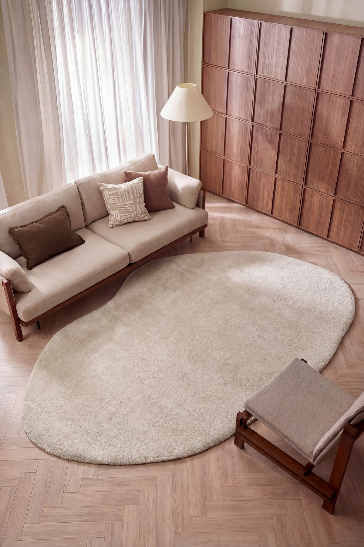 Puffy Light Stone Color Thick Amorphous Soft Decor Design Asymmetrical Living Room Dressing Bedroom Rug