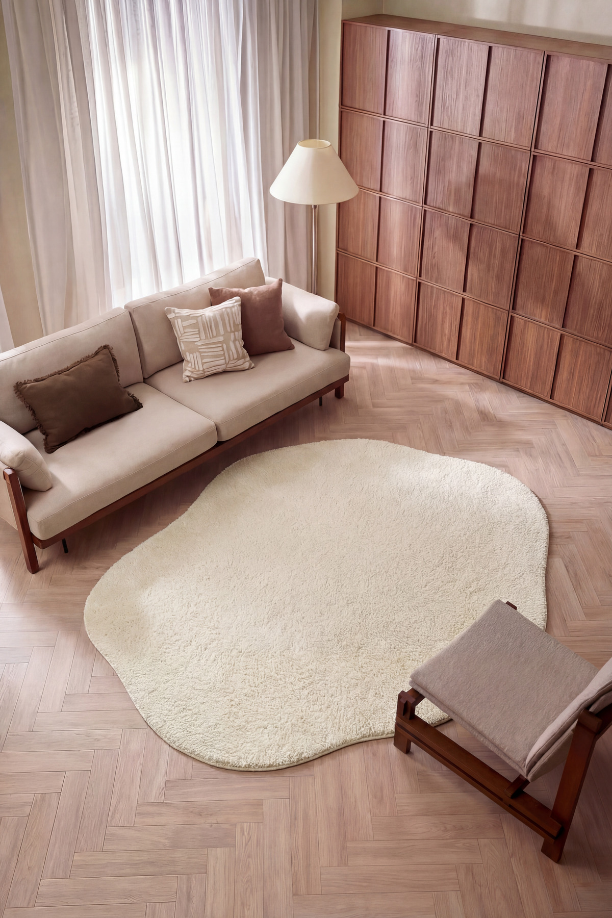 Puffy Cream Thick Soft Fluffy Solid Color Shaped Entrance Entrance Dressing Bedroom Rug