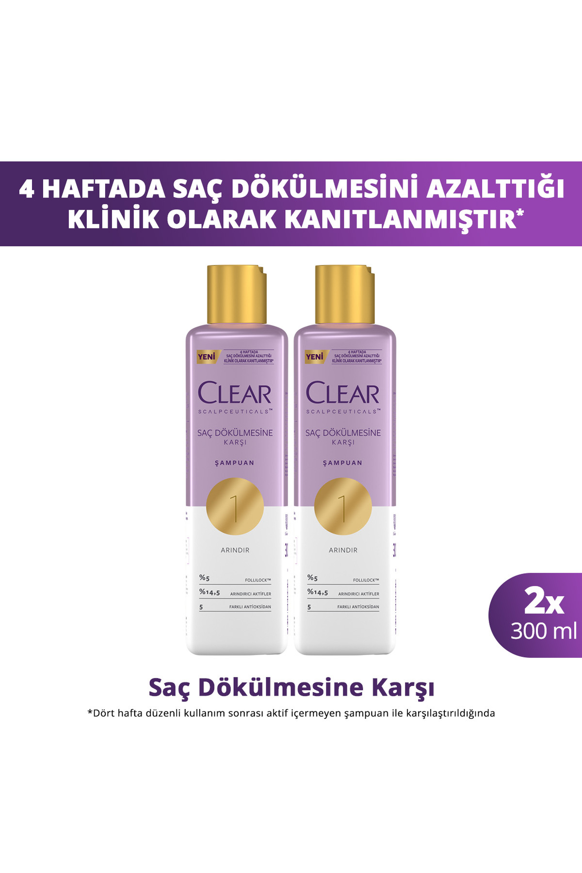 Clear Scalpceuticals Saç Bakım Şampuanı Saç Dökülmesine Karşı 300 ml X2 — SET.UNİ.9044