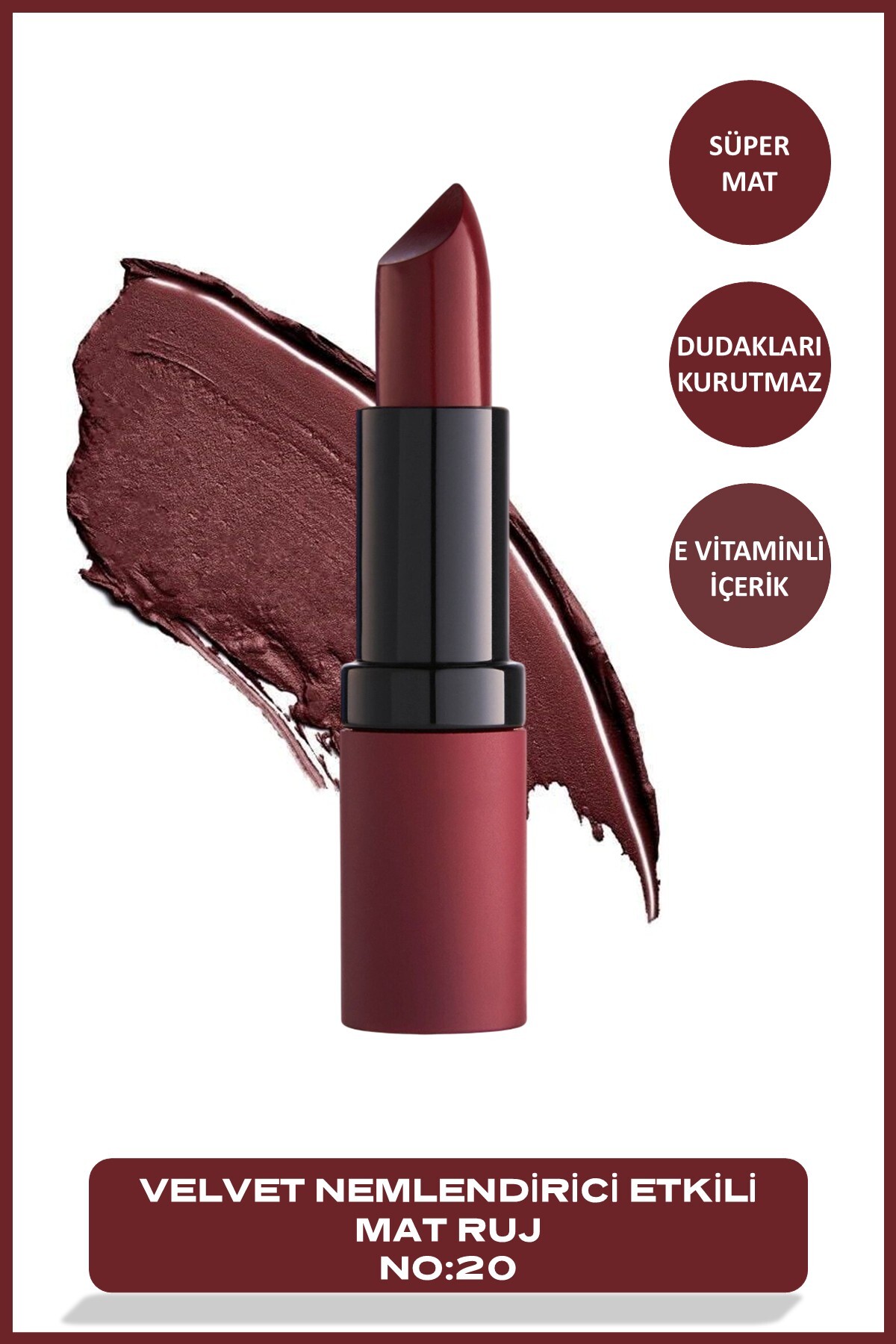 Golden Rose Velvet Matte Lipstick - 20 - Kadife Dokulu Mat Ruj — زرشکی RGVM