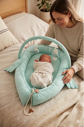 Wellgro Melek Kanatlı Babynest, Bebek Yatağı-mint, ilk Yatağım, Oyuncak Barlı...