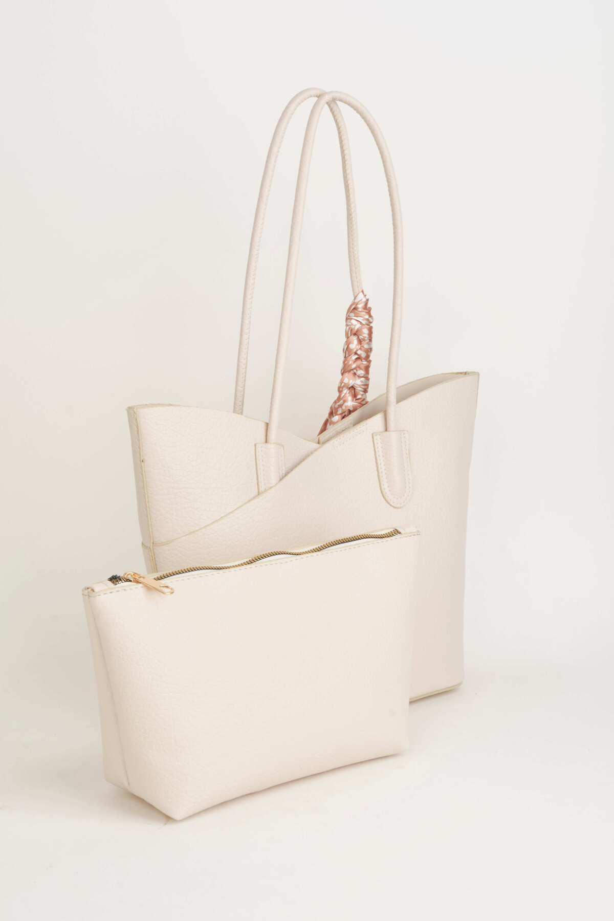 Women Camellia Cream Scarf And Organizer Gift Snap Closure Hand Arm And Shoulder Bag
