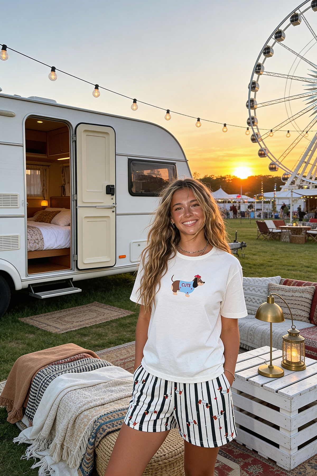 Trendyolmilla  Beyaz-Çok Renkli Köpek Desenli Pamuklu Likralı Yumuşak Tuşe Örme Pijama Takımı THMSS26PT00126