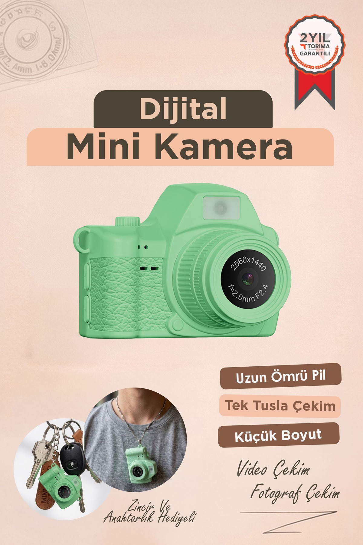 Digital Cameras Video Mini Camera 2K Video 128GB Supported CMR42 Green
