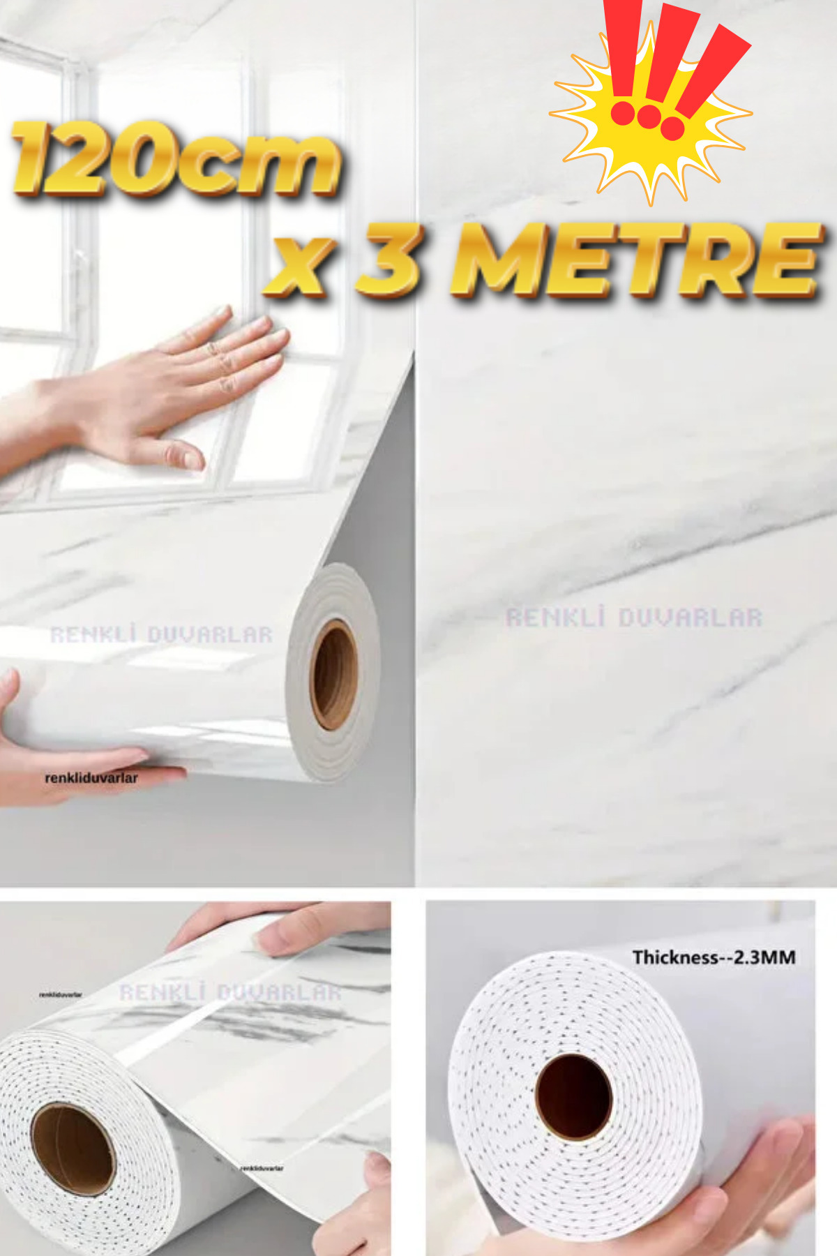 Shiny 30x60 cm Size Optional Glossy White Marble Pattern Adhesive Wall Panel Paper Coating