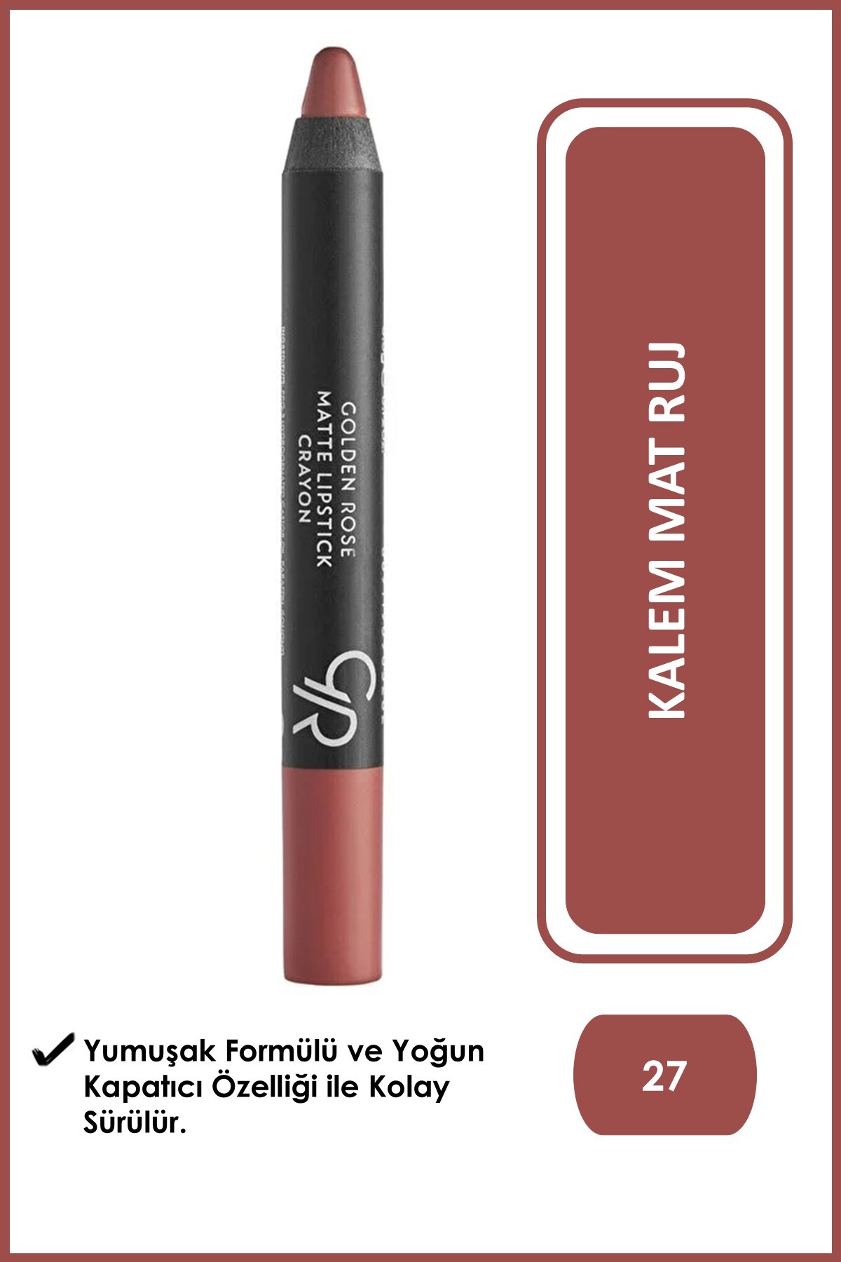 Golden Rose Matte Lipstick Crayon - 27 - Mat Ruj — نارنجی RGMC
