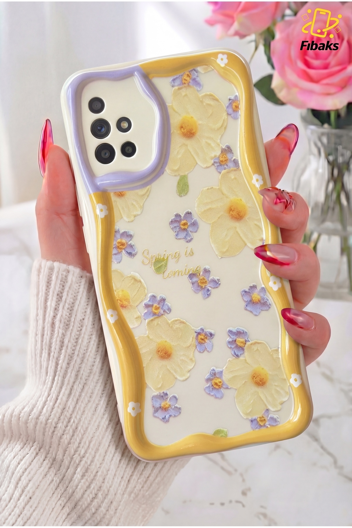 Galaxy A51 Case Design Patterned Camera Protected Daisy Flower Color Silicone Cover