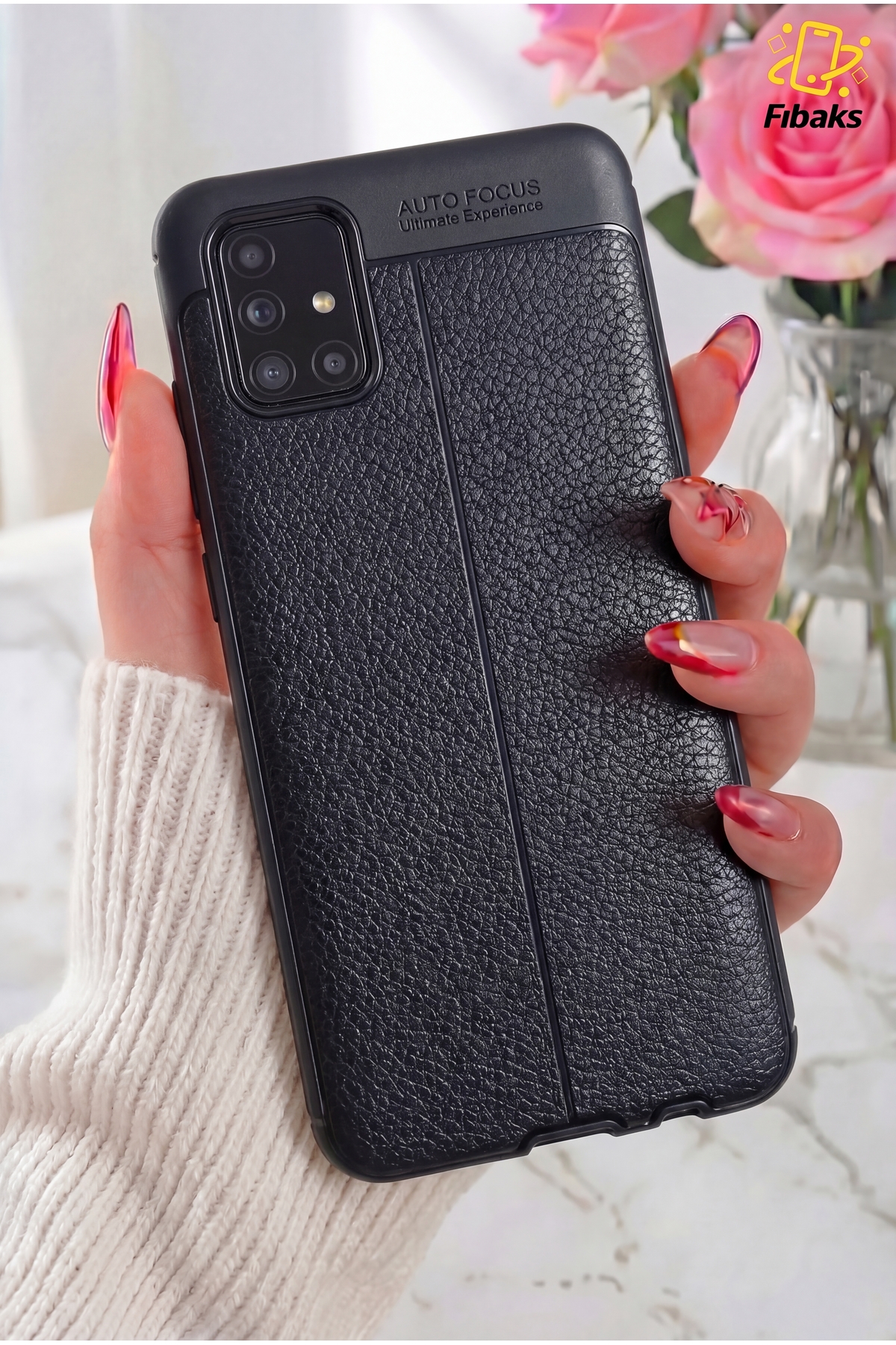 Galaxy A51 Leather Appearance Hard Carbon Cover Case