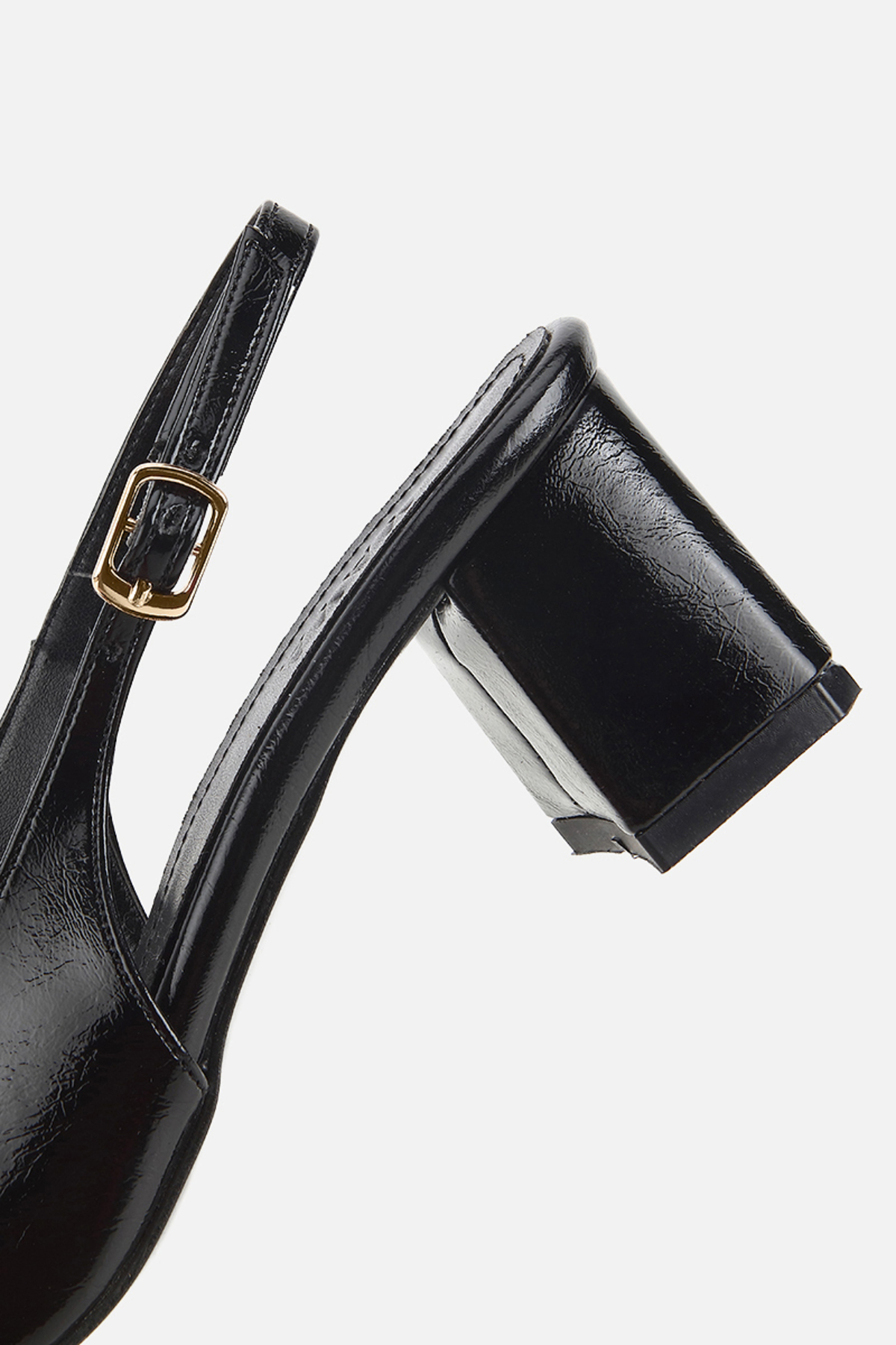 Yaya by Hotiç  Kadın Si̇yah Rugan Yuvarlak Burun Arkası Açık Orta Topuklu Ayakkabı - Görsel 6