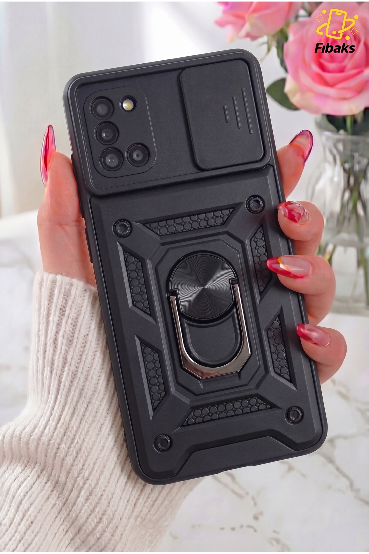 Galaxy A31 Case Camera Shielded Armor with Sliding Ring Military Tank Armor