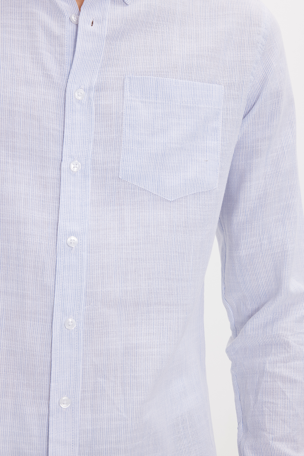 پیراهن تودورز مردانه کتان پنبه ای آبی کژوال / روزمره راه راه Slim Fit/اسلیم فیت    Slim/اسلیم فیت کژوال/روزمره | Tudors DR250031 TR - تصویر 4
